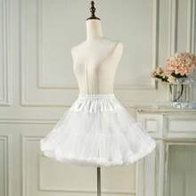 1pc 45cm/55cm Versatile Lolita Petticoat, Cotton Candy Cloud Soft Tulle Skirt, White Underskirt, Pettiskirt, Tutu Skirt, Cosplay Petticoat, Christmas Petticoat Underskirt, Layering Accessory - White - View 10