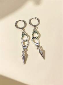 1 Pair Punk Rock Stainless Steel Spike Star & Moon Earrings, Suitable For Women's Daily Wear Gothic Jewelry - Silver - View 8