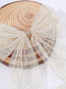 2 件白色米色薄纱蝴蝶结发饰，适合女婴，大号蝴蝶结鳄鱼夹，素色优雅网眼发夹，幼儿女孩蝴蝶结夹，婚礼发夹，儿童婴儿发饰