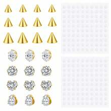 26Pcs Fake Piercing Set, Non Piercing Earring Studs, Fake Belly Rings, Fake Nose Rings, 24pcs CZ Studs And 2 Sheets Stickers For Women Man Daily Wear No Pierced Jewelry - Multicolor - View 11