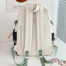 Un bolso de hombro de estilo sencillo y alta calidad, con un diseño de mochila de gran capacidad, satisface las necesidades de almacenamiento de libros de los estudiantes. Ideal para viajes y el ocio diario, es una opción ideal para estudiantes. - Blanco - Ver 4