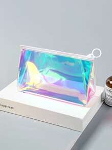 Geantă de mână holografică iridescentă multifuncțională, geantă cu fermoar laser de mare capacitate, geantă cosmetică, geantă organizator, geantă de machiaj transparentă în culorile curcubeului, geantă de depozitare de înaltă calitate, convenabilă, impermeabilă, potrivită pentru depozitare acasă, călătorii în aer liber. Aceste genți nu sunt potrivite doar pentru cosmetice, ci pot fi folosite și ca plicuri, rafturi de papetărie, cutii de ochelari, creioane și chiar ca rechizite pentru întoarcerea la școală, Ziua Profesorului, Ziua de apreciere a angajaților sau pungi cadou pentru orice ocazie.