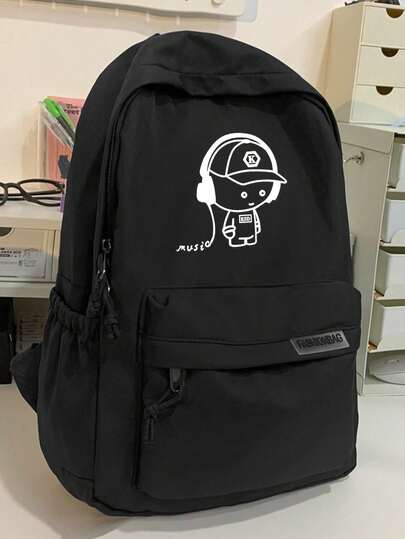 男士纯色多功能防水背包、书包（黑色）