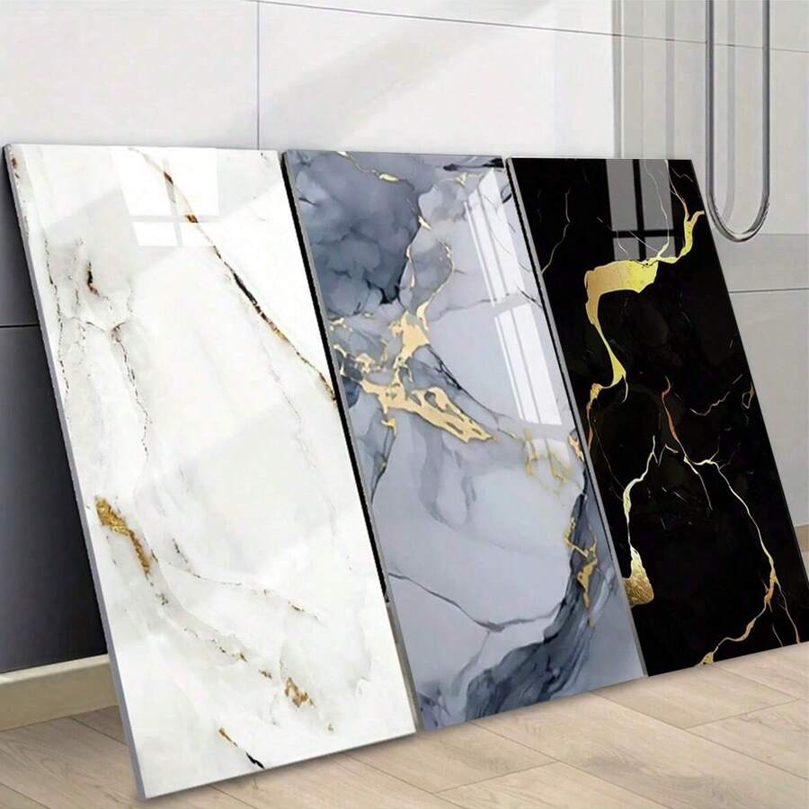 50片装自粘3D壁纸，仿大理石纹理墙贴，适用于家居装饰PVC墙板，易于安装，可用于房间、浴室、客厅、卧室、办公室墙面装饰。