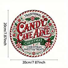 1pc Round Iron Christmas Wreath Sign - Gingerbread House With Holiday Center Decor, Suitable For Home And Bar Wall Decoration - Multicolor - View 2