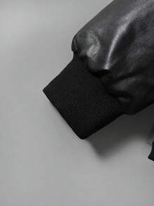 男童黑色PU皮革拉链休闲夹克