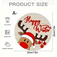 4 Stücke Weihnachtsstil Holzbrett Gemälde - rund, geeignet für Heimdekoration und Zusammenkünfte - perfekte Geschenkidee, Weihnachtsthemen Heimdekoration, ideal für Weihnachten - Holzschnitt-Malerei-Kreis - Übersicht 11