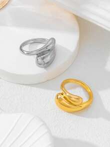 1pc Minimalist Solid Color Circle Ring, High-End Artistic Hug Ring, Suitable For Women's Daily Wear - Plain Ring - View 1