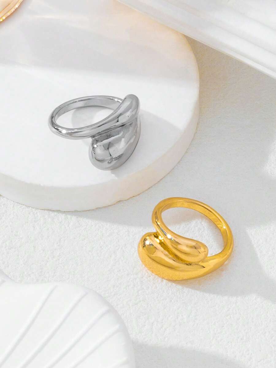 1pc Minimalist Solid Color Circle Ring, High-End Artistic Hug Ring, Suitable For Women's Daily Wear - Plain Ring - View 1