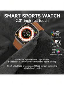 Microwear Smart Watch For Men Women,Heart Rate/Blood Oxygen/Sleep Monitor, Pedometer, Calories Activity Trackers 100 Sports Modes, 2.01" HD Touchscreen Fitness Watch For Android IOS,Extra-Long Battery Life - Orange - View 8
