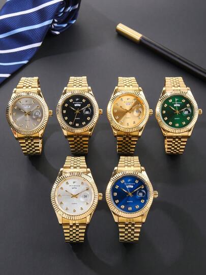 RICECGO 1pc Men's Classic Quartz Watch, Round Dial With Date Display, Stainless Steel Strap, Suitable For Everyday Wear, Ideal Gift For Birthdays And For Business People