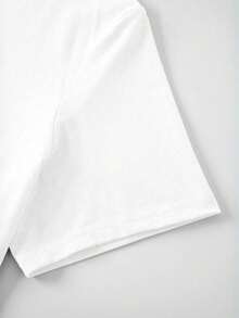 Camiseta Gráfica de Mujer Pesada de 220g Estilo Y2K - Estampado de Labios y Lengua Atrevido, Ajuste Holgado Casual, Cuello Redondo Manga Corta Verano, Lavable a Máquina, Ideal para Regalo, Camisetas para Damas - Blanco - Ver 3