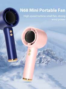 1个撞色男女通用情侣USB充电长效高速涡轮旋转风扇，100档风速，迷你手持式，电镀时尚，适合作为礼物、户外旅行、海滩、运动、居家、办公、日常使用、春夏精选、伴娘礼物、房间、卧室装饰、海滩、旅行、男士、女士、度假用品 - Mini Handheld Fan - 查看 4