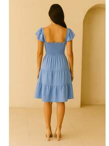 Women Short Dresses - Blue - View 2