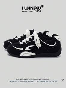 HUANQIU 2025 New Men's Shoes Men's Skateboard Shoes A Pair Of Fashionable Casual And High-Rise Breathable Home Office Outdoor Sports Shoes Multifunctional Lightweight And Comfortable Dexun Shoes Racing Shoes Casual Shoes Running Shoes Black And White Four-Season Shoes