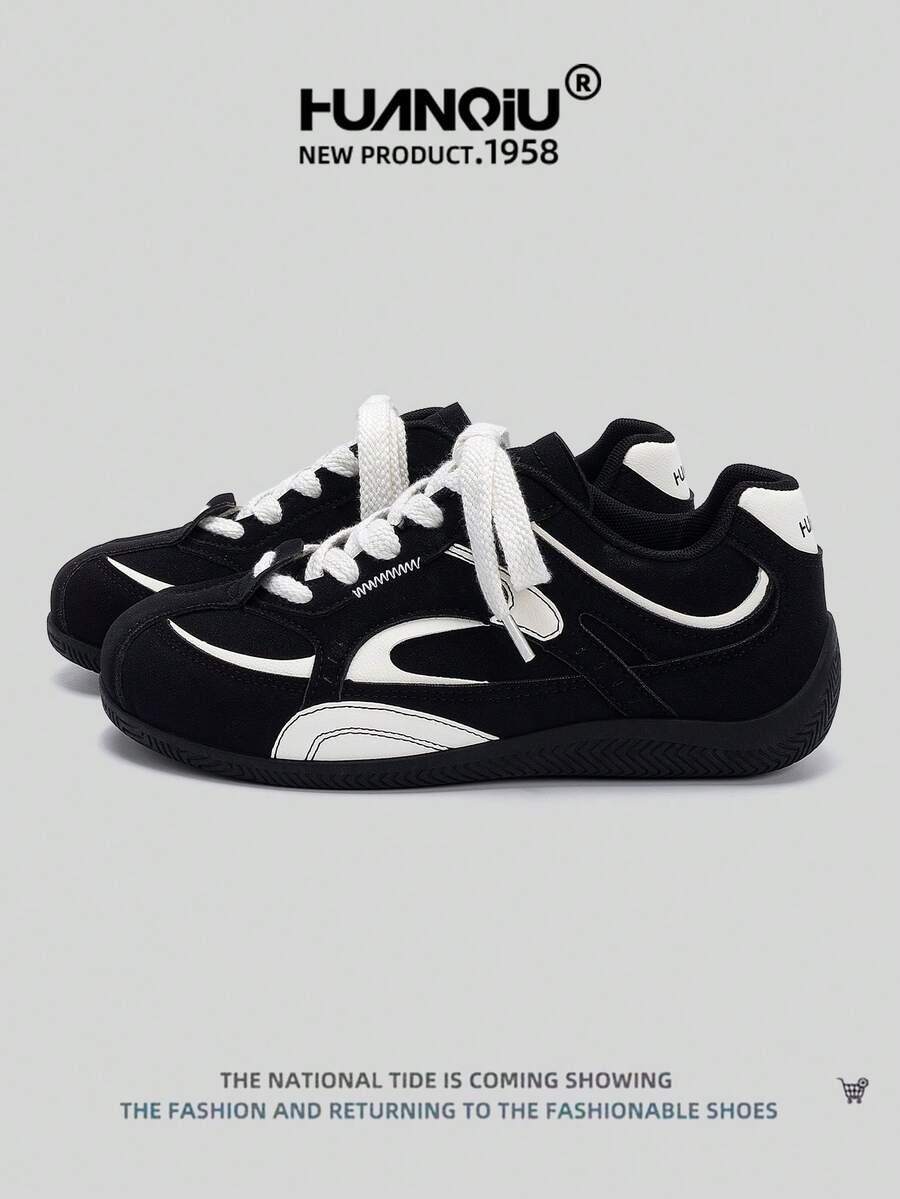 HUANQIU 2025 New Men's Shoes Men's Skateboard Shoes A Pair Of Fashionable Casual And High-Rise Breathable Home Office Outdoor Sports Shoes Multifunctional Lightweight And Comfortable Dexun Shoes Racing Shoes Casual Shoes Running Shoes Black And White Four-Season Shoes