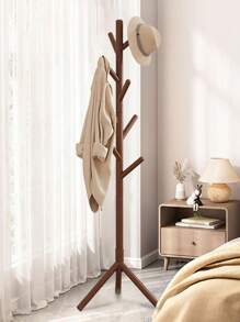 独立式衣架，卧室挂包架，木质衣帽架，简易衣架，室内挂衣架 - 咖啡棕 - 查看 2