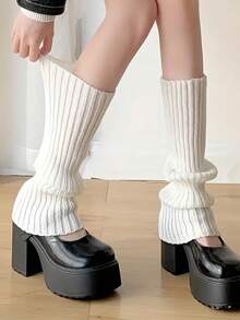 1 Đôi tất trắng thanh lịch dành cho nữ, thiết kế lưới nhẹ và thoáng khí Rowan, bao chân, cao đến đùi, bắp chân, chất liệu nhung, thích hợp cho váy, bốt, giày bệt - Dịp trang trọng/thường ngày - Có thể giặt tay, ấm áp - trắng - Xem 4