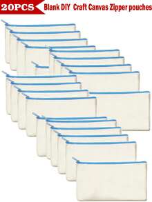 5/10/20pcs Set Blank Canvas Tote Bags For DIY Painting And Digital Printing, Portable Cosmetic Bags For Toiletries, Travel Makeup, Gifts To Express Love And Gratitude, Cute Handbag/Wallet/Snack/Gift Storage Bag With Zipper For Lipstick, Brush, Skincare, Phones, Coins, Small Items Make Up Bag - Beige - View 33