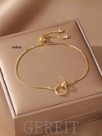 GEREIT 1 st elegant armband med 14K guldplätering och kubisk zirkonia, justerbart, mångsidigt för vardagsbruk