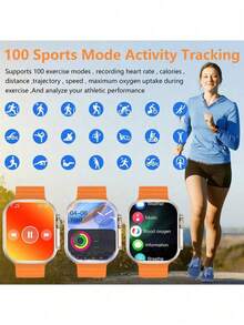 Microwear Smart Watch For Men Women,Heart Rate/Blood Oxygen/Sleep Monitor, Pedometer, Calories Activity Trackers 100 Sports Modes, 2.01" HD Touchscreen Fitness Watch For Android IOS,Extra-Long Battery Life - Orange - View 6