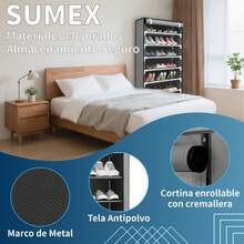Zapatero slim 8 capas tubos de acero organizador vertical calzado ahorra espacio perfecto para apartamentos estructura resistente fácil armado capacidad multiuso moderno almacenamiento ropa y accesorios - Multicolor - Ver 2