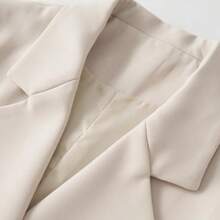 Damen Einfarbige Weste mit Kragen, Knopfleiste und Doppelreiher, ärmellose Büro-Anzugjacke