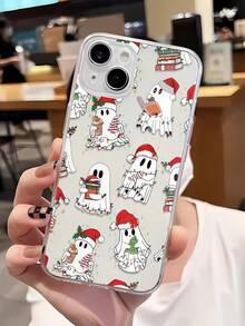 1 Piece Christmas/Halloween Ghost Cookie Design Full Coverage TPU Phone Case, Compatible With IPhone 16/16Pro/16Plus/15/15ProMax/15Pro/11/12/13/14ProMax/12Mini/13Mini/11Pro/11ProMax/12Pro/12ProMax/13Pro/13ProMax/14Pro/14ProMax, Creative And Elegant - 無色 - 查看 4