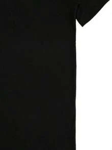 Camiseta negra con patrón de calavera blanca, efectos de gotas y letras "Pla" en la espaldaCamiseta de Algodón Negra con Cuello Redondo para Hombres, Ajuste Holgado Casual, Regalo Perfecto para el Día del Padre, Lavable a Máquina, Regalos para Papá, Estilo Casual de Fin de Semana, Uso para Todas las Estaciones, Tejido de Algodón Suave y Delicado - Negro - Ver 5