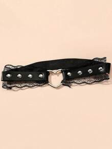 1件可调节黑色心形吊袜带 - Y2K哥特性感吊袜带，适合情人节、派对、日常叠穿，透气弹力带，全天佩戴 - 黑色 - 查看 7