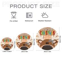 4 Stücke Weihnachtsstil Holzbrett Gemälde - rund, geeignet für Heimdekoration und Zusammenkünfte - perfekte Geschenkidee, Weihnachtsthemen Heimdekoration, ideal für Weihnachten - Holzschnitt-Malerei-Kreis - Übersicht 3