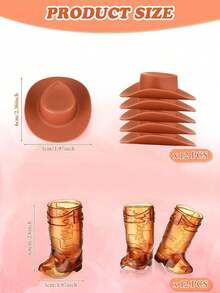 24pcs/Set (12 Mini Plastic Cowboy Hats & 12 Cowboy Boot Cups), Western Cowboy Hat & Boot Cups, Party Supplies Suitable For Theme Birthday Party Decor And Cowboy Bachelor Party Favors, 1oz - Multicolor - View 9