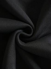 青少年黑色纯色轻薄卫衣，宽松圆领长袖休闲套头衫，抓绒面料，卫衣，青少年男孩礼物 - 黑色 - 查看 5