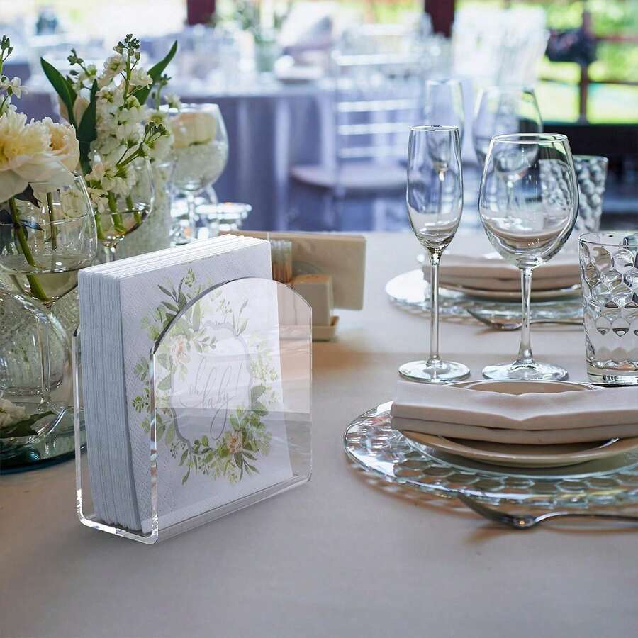 1pc Transparent Napkin Holder, Elegant U-Shaped Acrylic Napkin Dispenser Design, Suitable For Tables, Kitchen Counters, Bars, Parties, Restaurants, Freestanding Napkin Holder
