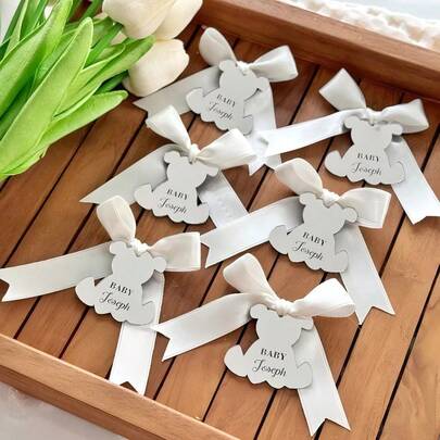 2/10/30/50/100/200Pcs Custom - Made Baby Joseph Bear -3.5*3.8cm Shaped Ribbon Decorative Markers(The Shape Of The Ribbon Is Cut Manually And Varies)