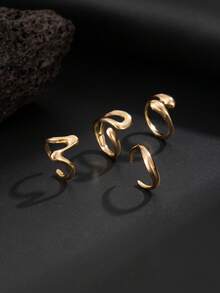 Set de 4 anillos de metal de aleación con formas únicas y personalizados para hombres - Apertura - Ver 7