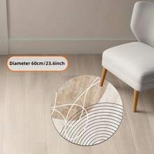 1 块圆形地毯，米色现代几何设计，防滑，易于清洁，多种尺寸可选，适用于玄关、客厅、办公室、卧室、书房、室内地毯、防滑、可洗地毯、房间地毯、客厅地毯、卧室地毯、床边地毯、卧室装饰、家居装饰、客厅装饰 - 彩色 - 查看 10