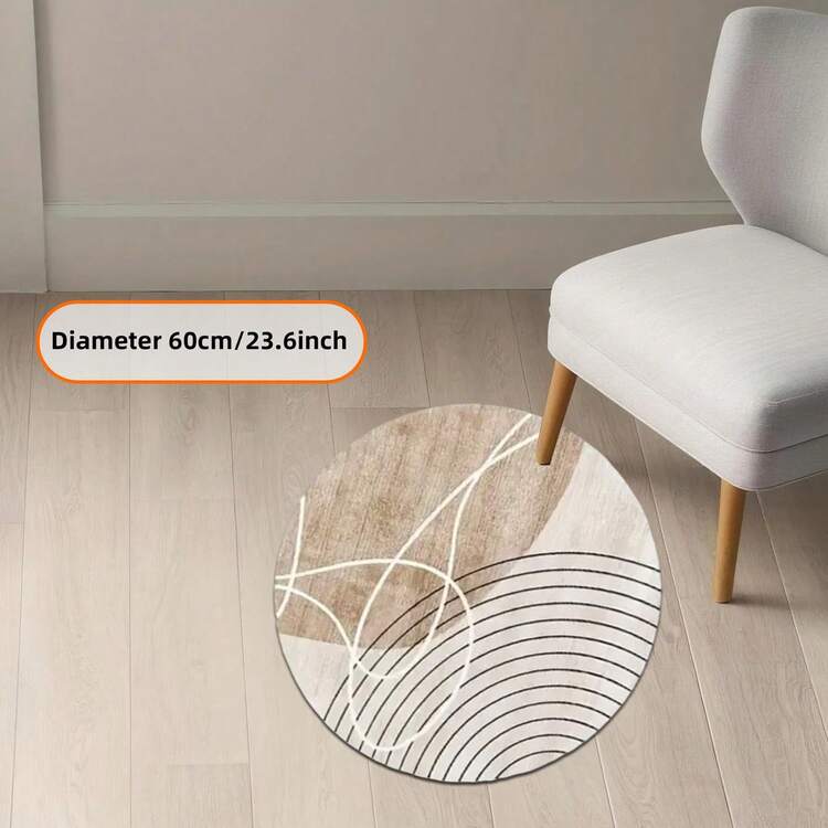 1 块圆形地毯，米色现代几何设计，防滑，易于清洁，多种尺寸可选，适用于玄关、客厅、办公室、卧室、书房、室内地毯、防滑、可洗地毯、房间地毯、客厅地毯、卧室地毯、床边地毯、卧室装饰、家居装饰、客厅装饰 - 彩色 - 查看 10