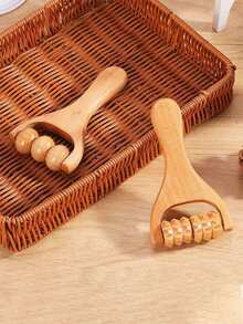 1/2-częściowy przenośny, ręczny, drewniany wałek do masażu, odpowiedni do odblokowywania meridianów i utrzymania zdrowia kręgów szyjnych, talii i nóg, do szkoły, na powrót do szkoły, w podróży, w podróży, w domu, w spa, do masażu, masaż, masażer, spa