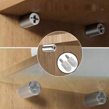 Metal Shelf Support Pins With Anti-Slip Sleeves - Self-Tapping Screws For Cabinet Partition, Laminate Board Brackets - Durable, Stainless Steel Furniture Glass Bracket Overall Screw Set, Shelf Support | Modern Shelf Design | Durable Metal Pins, Shelf Supports - Silver - View 3