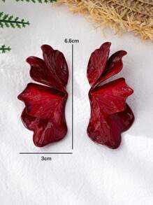 1 Pair Elegant Fashion Spray-Painted Red Petal Stud Earrings, Daily Wear Jewelry Gift For Women