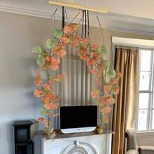 CZ 3 Packs 12ft Artificial Eucalyptus Fake Fall Vines Wreaths Garland Hanging Plants Backdrop For Room Bedroom Wall Decor Yellow Orange Leaves For Autumn Theme Party Wedding Decoration 6325 - 綠色和橙色 - 查看 6