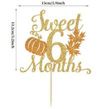 12pcs/Set Pumpkin Paper Cupcake Decorations - Glitter Pumpkin Cupcake Toppers - Baby Shower Decor - Autumn Harvest Theme - Kids Birthday Party Supplies