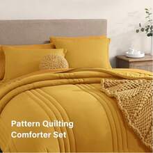 Solid Comforter Set - 7 Pieces Bed In A Bag Bedding Sets With Comforters, All Seasons Down Alternative Comforter With Sheets, Pillowcases & Shams - Bright Yellow - 查看 5