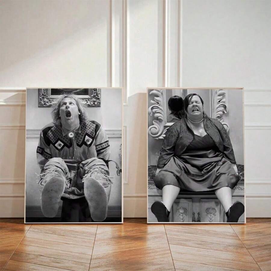 1 pieza Póster de arte de baño sin marco Póster de película divertida en blanco y negro Lienzo de arte de pared Humor de Harry en el inodoro Obra de arte Decoración del hogar para baño y sala de estar