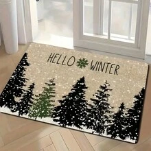 Felpudo navideño y de bienvenida al invierno - Alfombra de poliéster antideslizante y lavable a máquina para uso interior/exterior - Perfecta para la entrada, el dormitorio y la decoración exterior - Accesorio navideño para el hogar Decoración de baño y cocina Alfombra de cocina - Multicolor - Ver 4