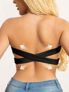 Women's Strapless Wireless Push-Up Camisole Bra With Removable Pads And Side Clasps - Seamless Comfort, No Wires, Solid Colors, Elegant Design, Perfect For Everyday And Special Occasions, Strapless Underwear, Comfortable Push-Up Effect, Premium Underwear - 黑色+駝色 - 查看 3