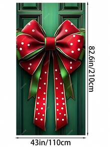 1 pezzo Decorazione per porta natalizia in poliestere con fiocco - Senza elettricità necessaria, grande striscione natalizio per porta, design di confezione regalo invernale natalizia, insegna decorativa natalizia da appendere alla porta per la casa (90cm x 180cm)