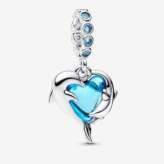 1pc 925 Silver Plated Dolphin & Whale Beaded Charm Pendant, Suitable For DIY Bracelet, Necklace Jewelry Making