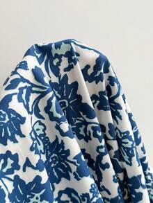 Rusttydustty Đầm Maxi Tay Dài In Hoa Bohemian Cỡ Lớn Cho Nữ, Thích Hợp Cho Kỳ Nghỉ, Du Lịch Và Mặc Hàng Ngày, Mùa Thu/Đông - Xanh và Trắng - Xem 9